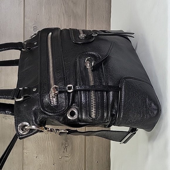 Brighton Morrison Black Leather Crossbody Shoulder Bag Tote Handbag Rare - Picture 3 of 13